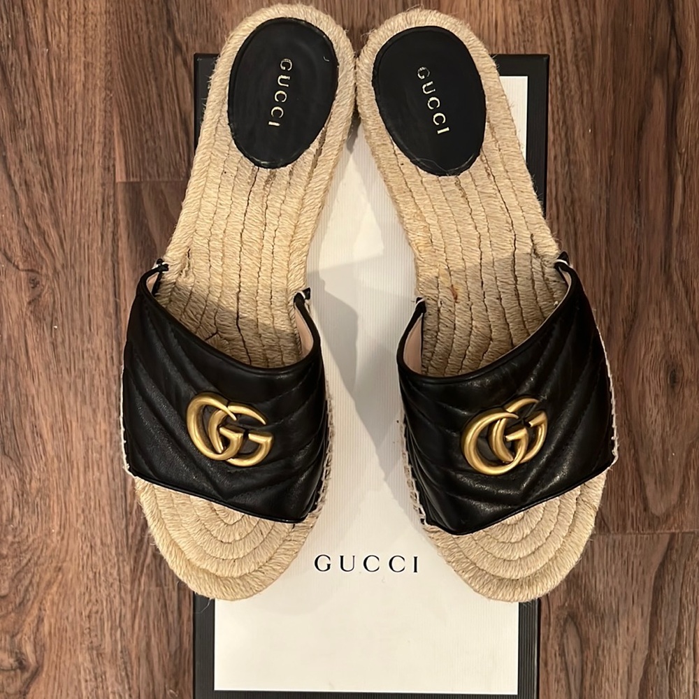 Gucci Charlotte black espadrilles.